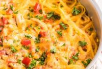 Spicy Rotel Chicken Spaghetti Casserole