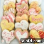 A charming plate of heart sugar cookies.