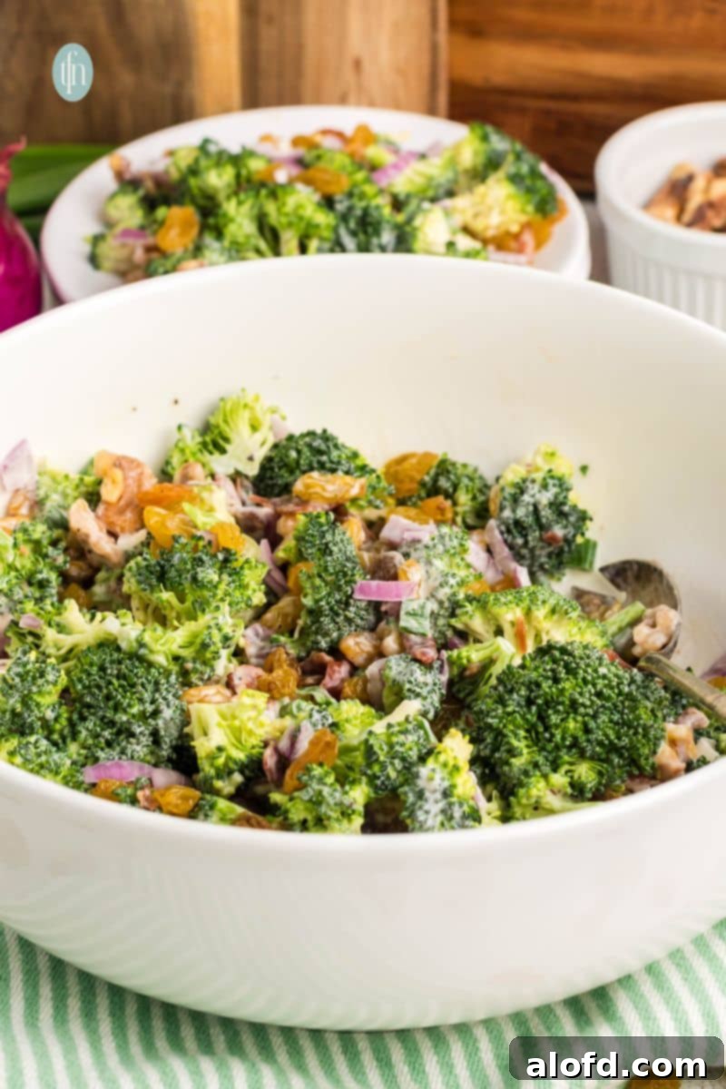 Game Day Grub 33 Broccoli salad in a bowl.