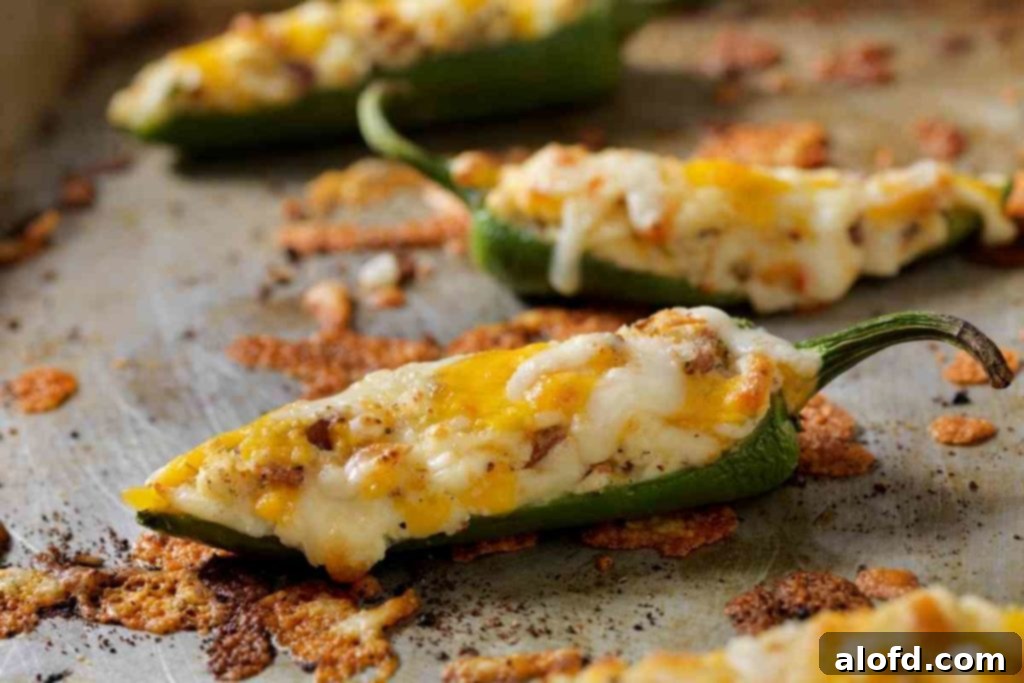 Ultimate Jalapeno Poppers 7 Large image of baked, creamy jalapeno peppers arranged beautifully and ready to be served.