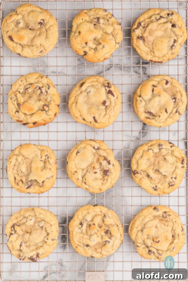 Cookies on top of a cooling rack.