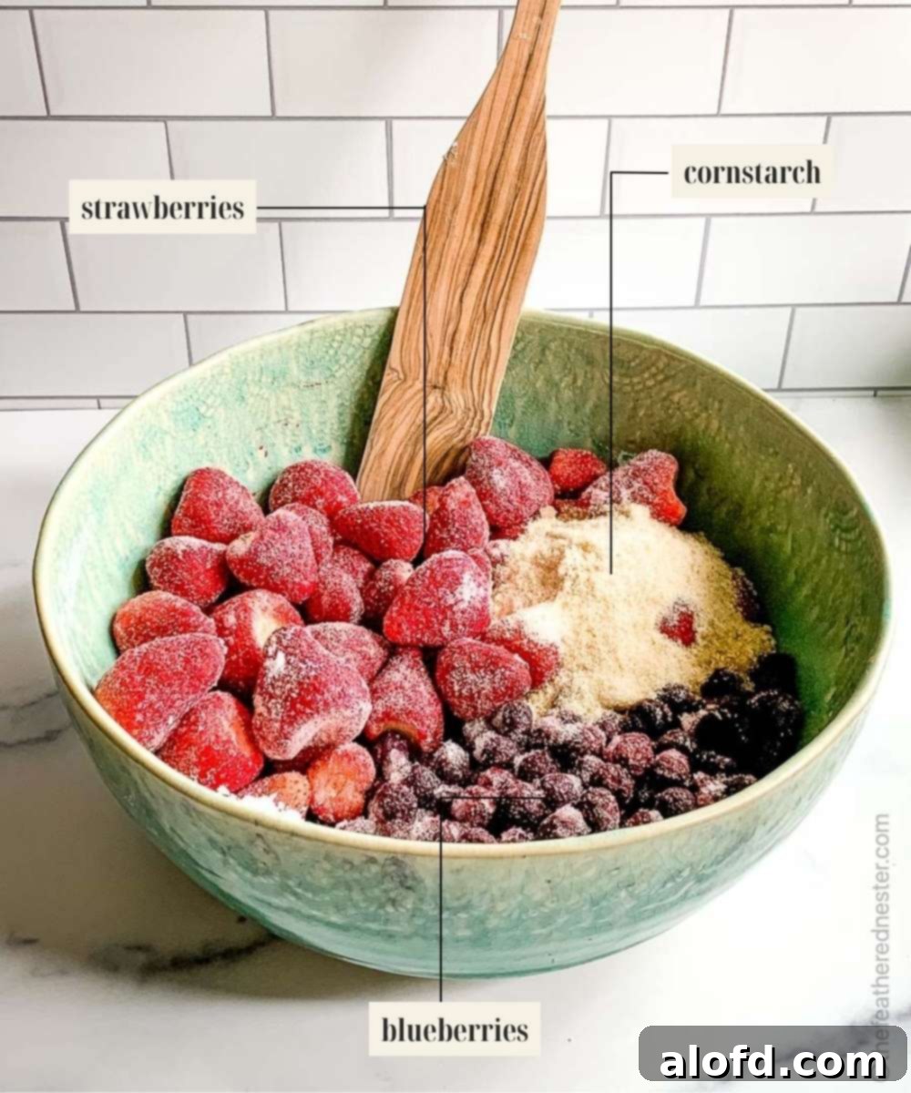 Labeled ingredients image for cobbler filling. 