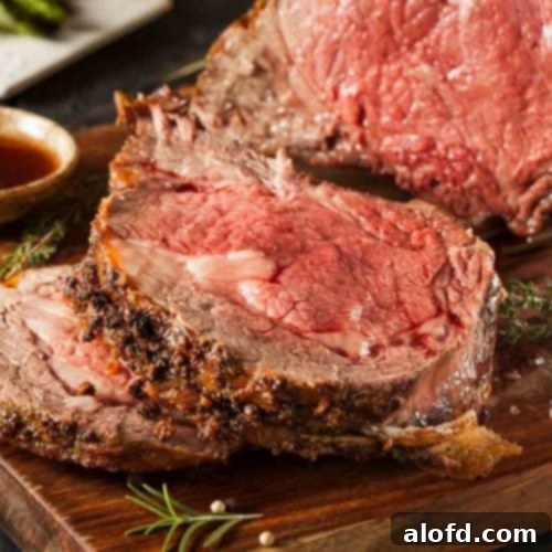 The Ultimate Prime Rib Roast 8 a prime rib roast sliced and ready to serve.