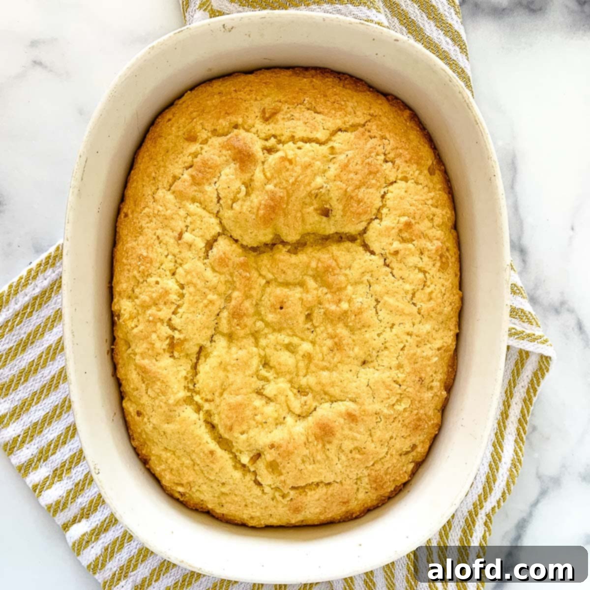 a casserole with Jiffy cornbread with creamed corn.
