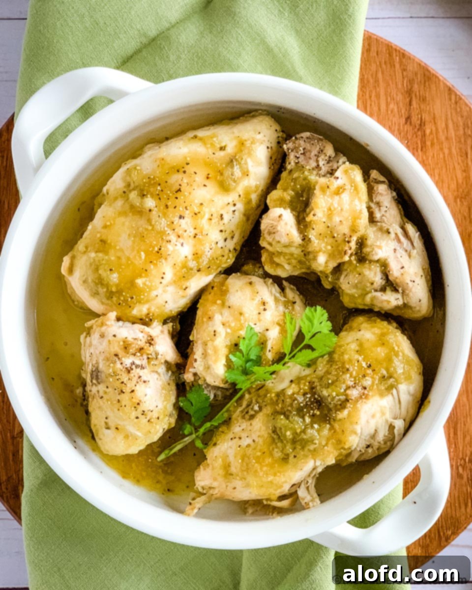 Easy Instant Pot Mexican Chicken 4 A casserole dish of Instant Pot Chicken Salsa Verde.