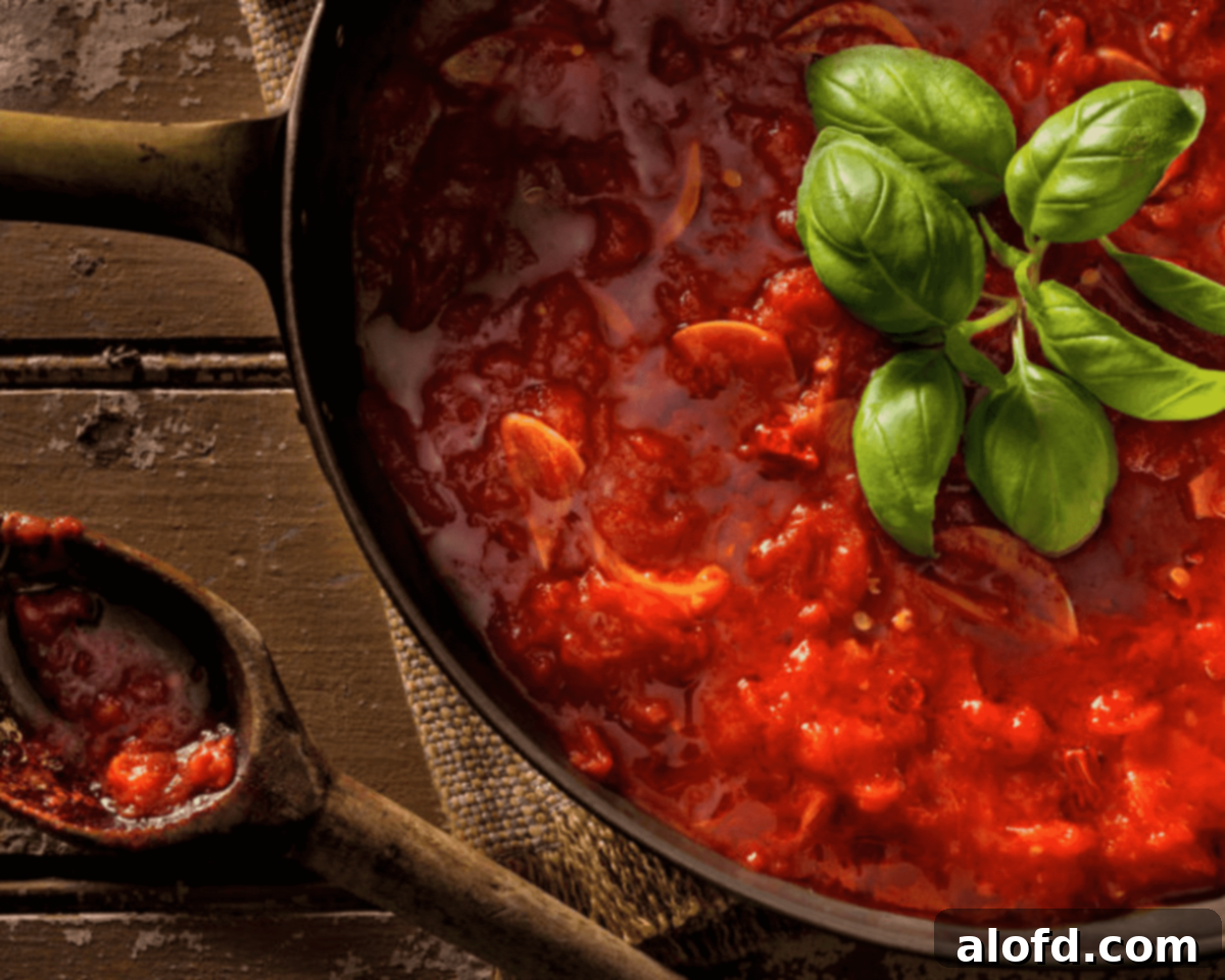 The Feathered Nester's Food Quest 7 A vibrant bowl of San Marzano pasta sauce, illustrating the rich color and texture of the Best Italian Sauce.