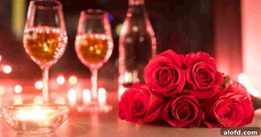 Homemade Romance 8 A elegant setting with roses and wine glasses, perfect for a romantic dinner on Valentine's Day