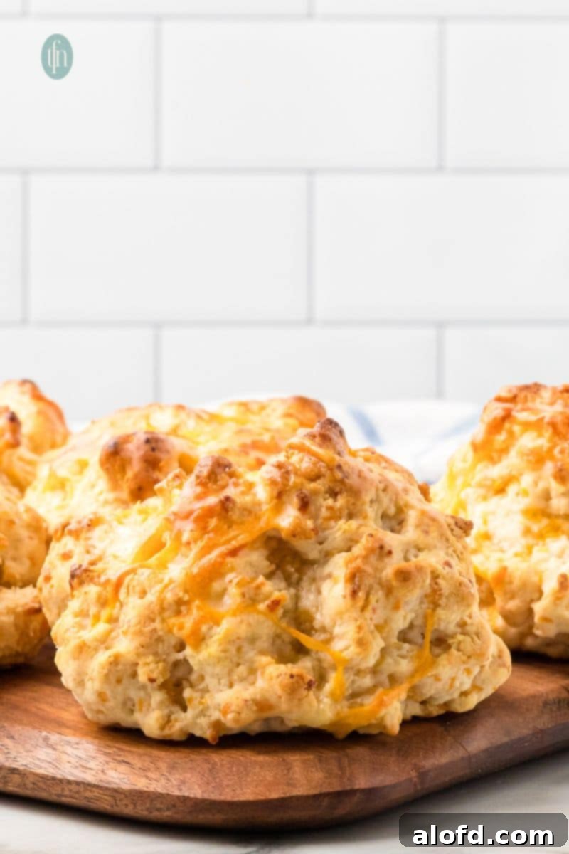 Bisquick Garlic Cheddar Biscuits 3 Close-up view of freshly baked Cheddar Bay Biscuits cooling on a wire rack.