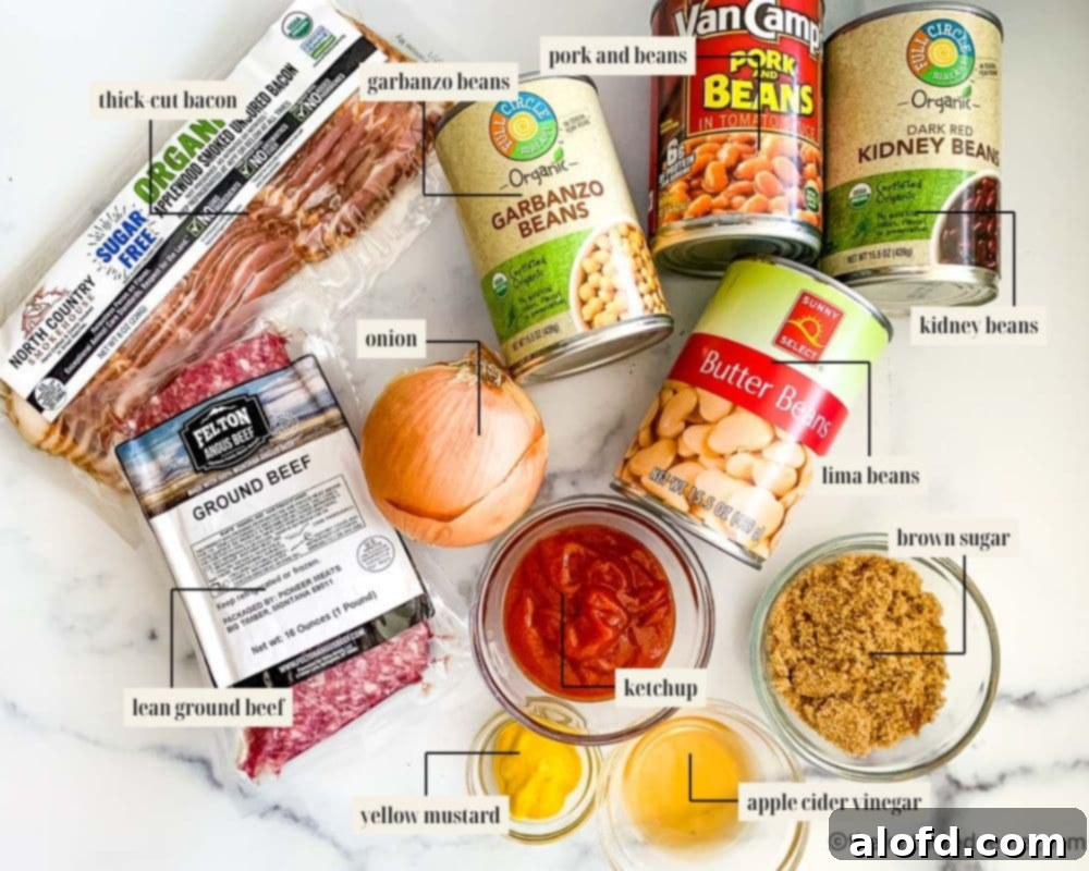 Labeled ingredient image for calico bean recipe.