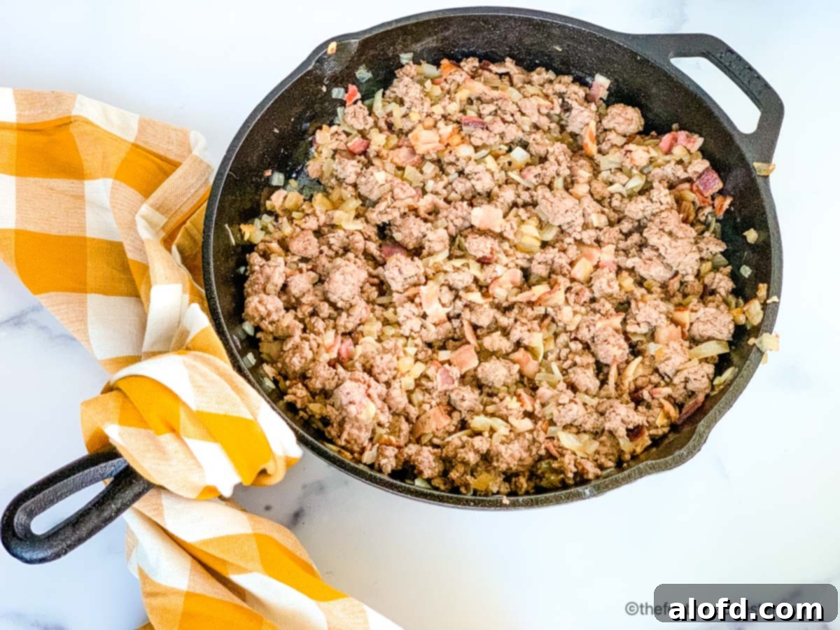 Vibrant Bean Medley Bake 5 calico beans in a skillet.