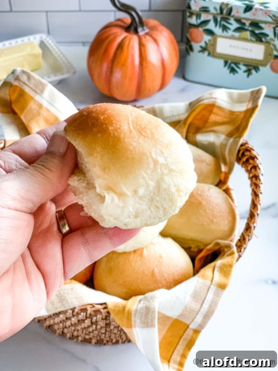Close up of a bread roll with a bite taken out, showing its fluffy interior.
