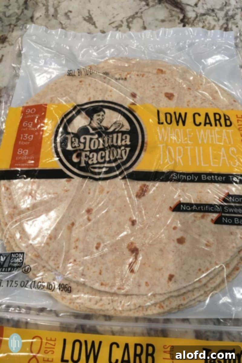 Luscious Sour Cream Chicken Enchiladas 6 Low carb tortilla in a packaging.