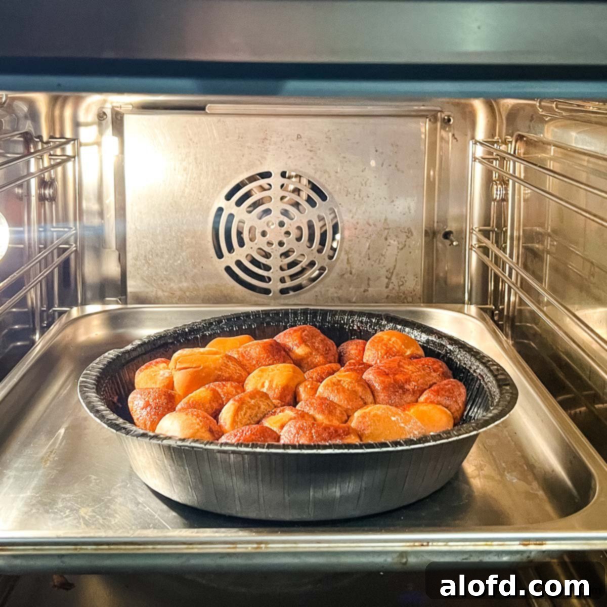 Perfect Bridgford Monkey Bread Made Easy 9 A container of monkey bread in the air fryer.
