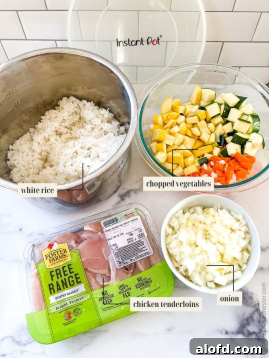 Sizzling Blackstone Chicken Fried Rice 4 Labeled ingredient image for chicken fried rice recipe.