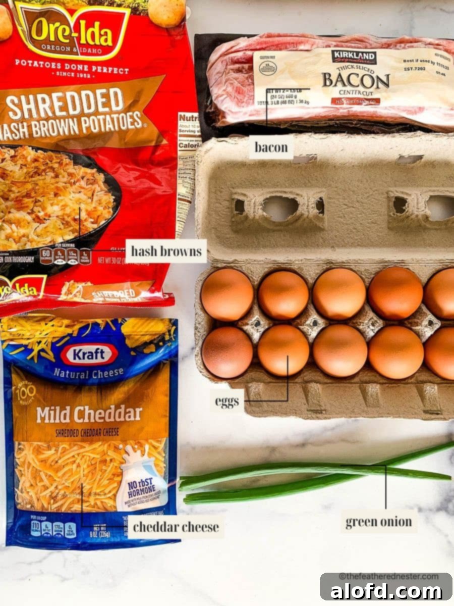 Crispy Hash Brown Egg Cups 4 Labeled ingredient image for egg cup recipe.