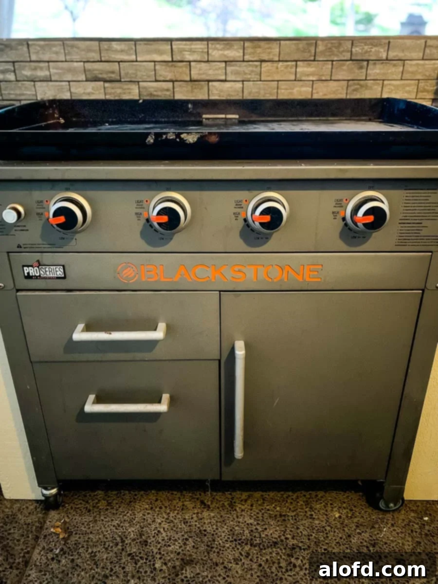 Sizzling Steaks on the Blackstone Griddle 3 30 inch Blackstone griddle flat top grill.