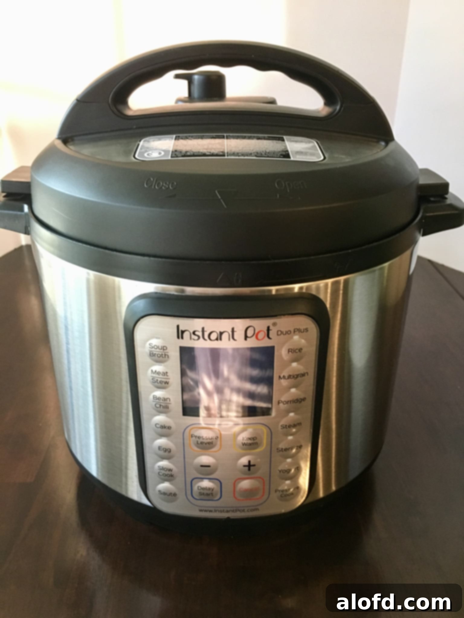 A picture of the Instant Pot, highlighting its sleek design and digital interface.