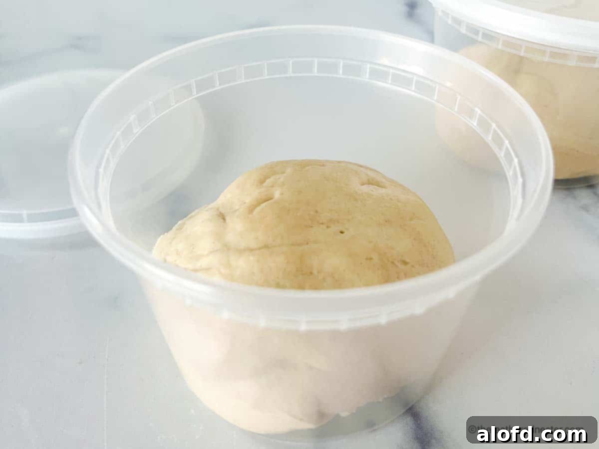 Mastering Pizza Dough Freezing for Future Feasts 10 A storage cup containing a dough ball.