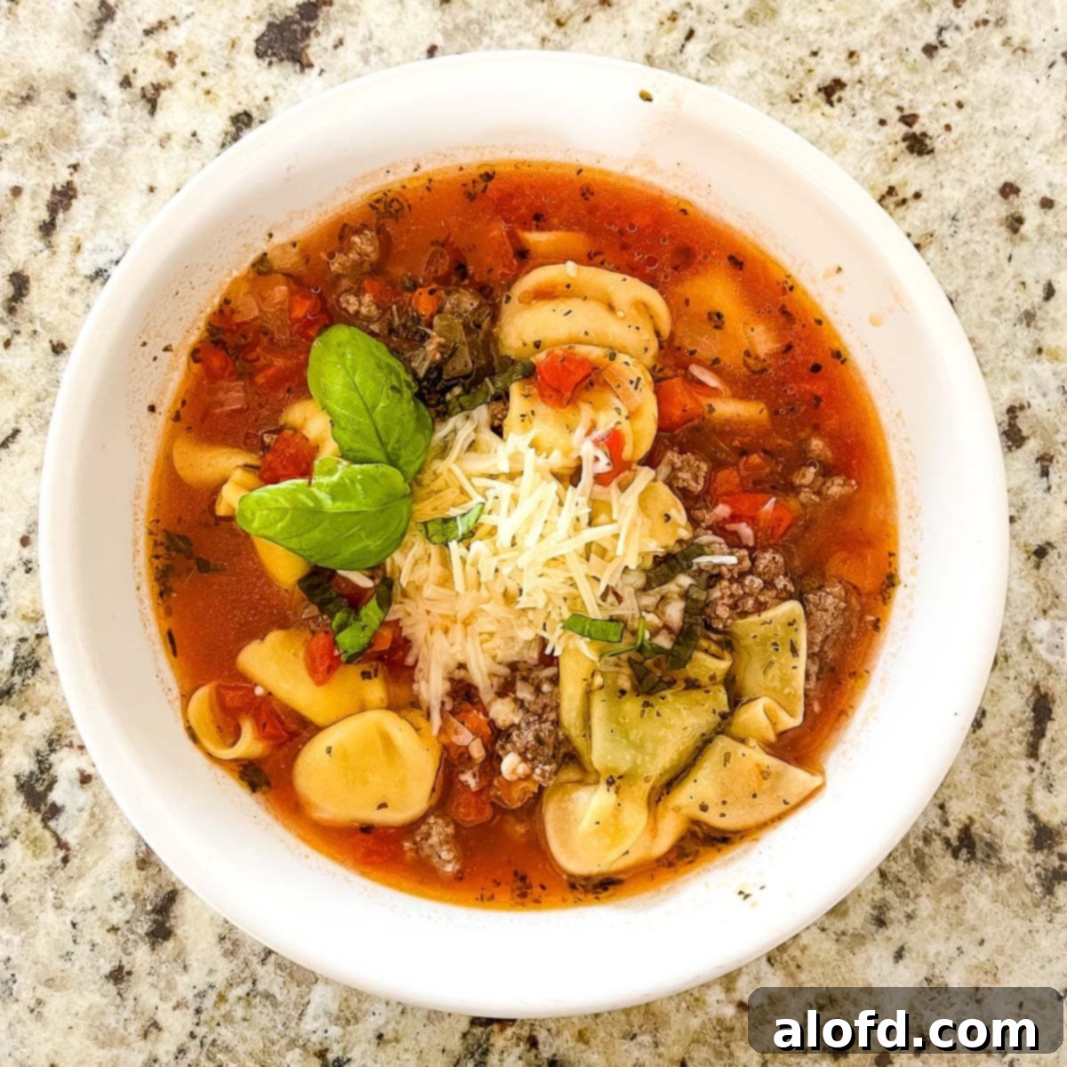 Instant Pot Creamy Tortellini Soup 9 A bowl of Instant Pot Tortellini Soup.