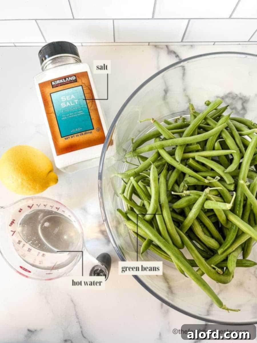 Quick and Tender Instant Pot Green Beans 4 Labeled ingredient image for green beans recipe.