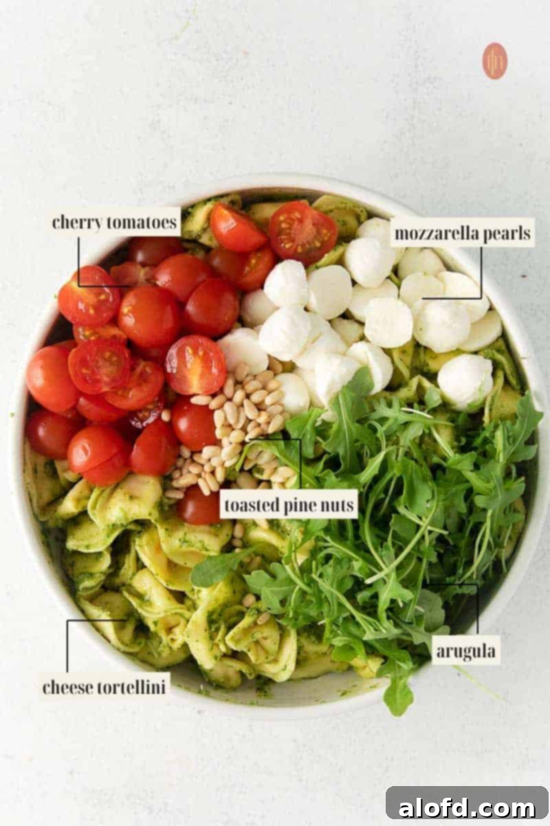 Pesto Tortellini Perfection 5 Labeled ingredient image for tortellini recipe.
