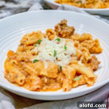 Effortless Instant Pot Lasagna 7 Plate of lasagna with ricotta cheese and fresh basil