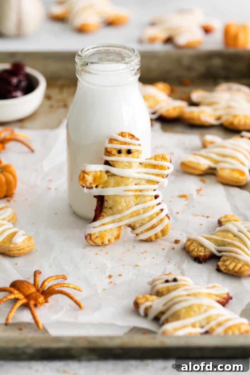 These mummy hand pies are the perfect way to celebrate Halloween! They're easy to make and filled with delicious berry filling. Plus, they're made with cute pie crust cut outs that will definitely get you in the Halloween spirit.