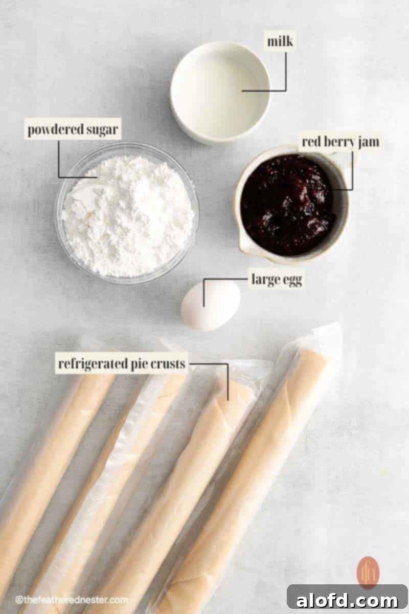 Labeled ingredient image for mummy hand pie recipe.