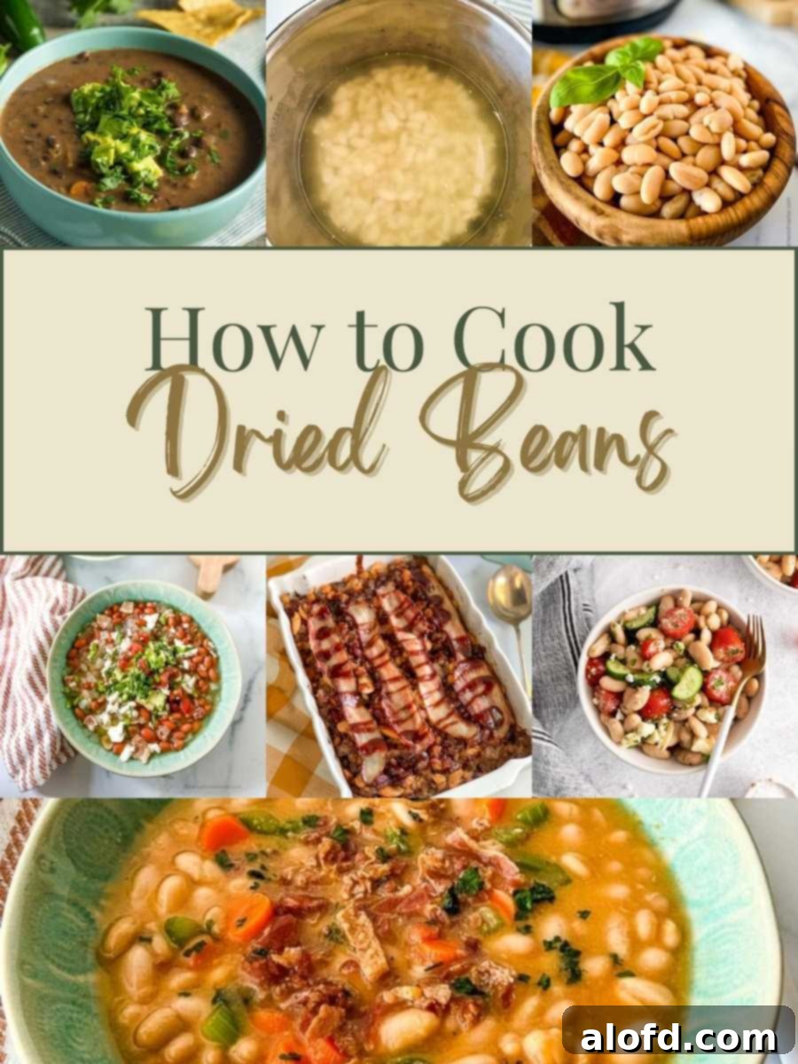Beyond the Can: 3 Smart Ways to Cook Dried Beans 2 Titled photo collage of various bean dishes with overlay text "How to Cook Dried Beans".