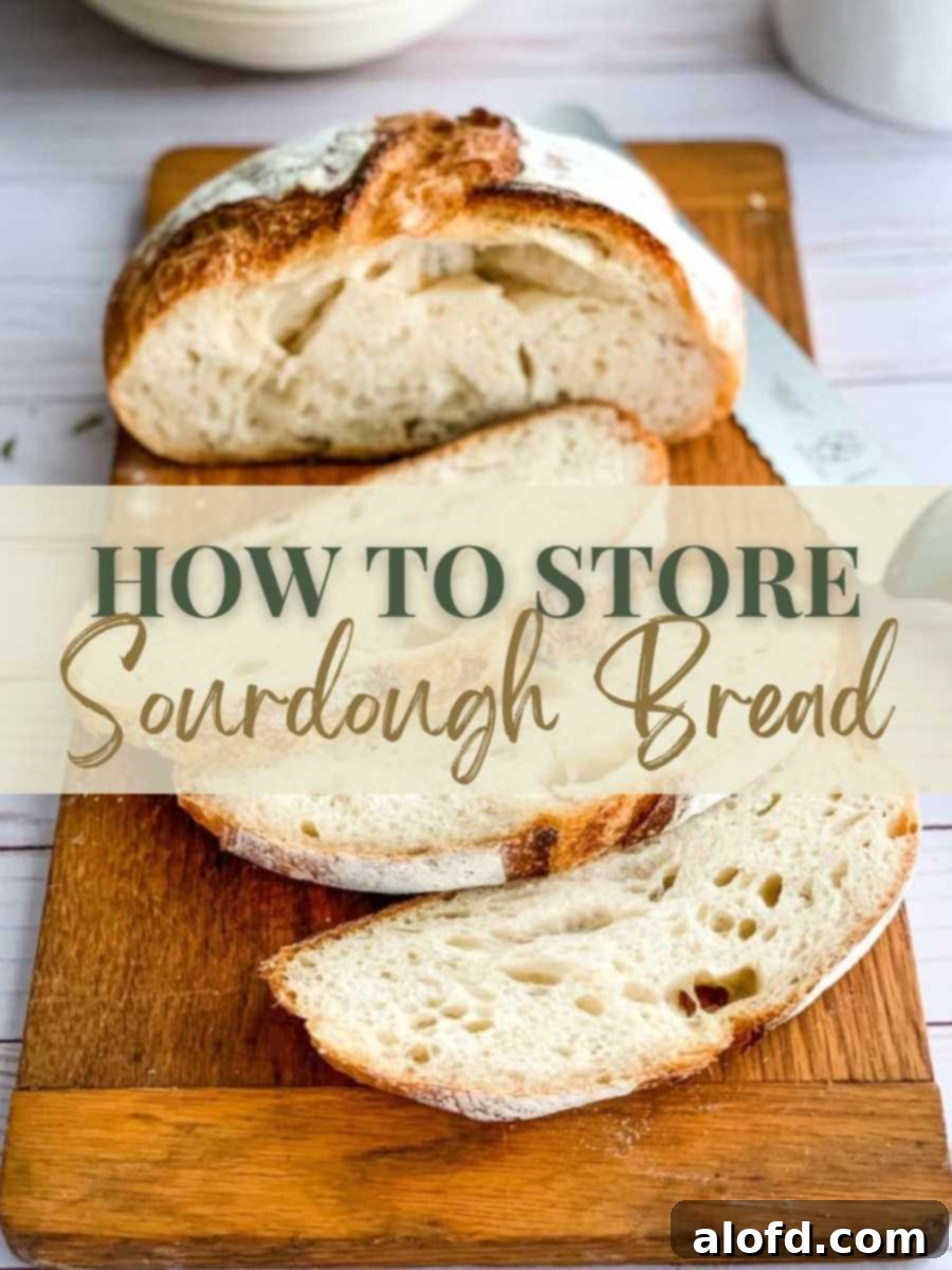 Titled graphic for How to Store Sourdough Bread.