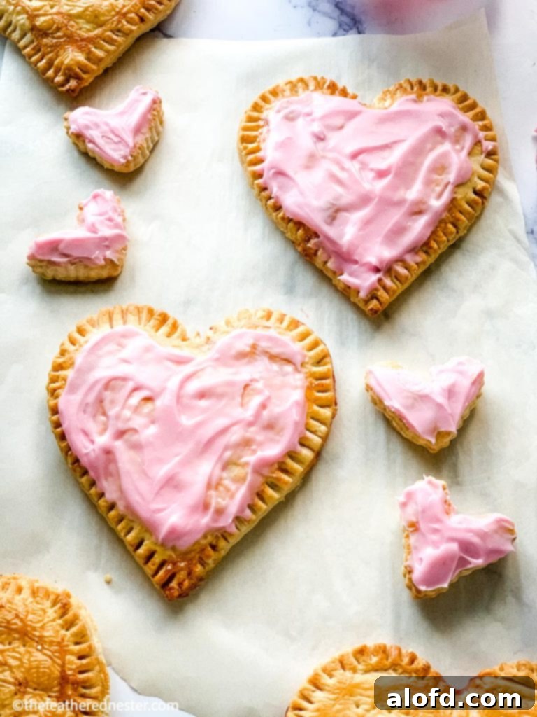 Delicious homemade pop tarts with pink frosting and sprinkles, perfect as a sweet Valentine's Day breakfast idea.
