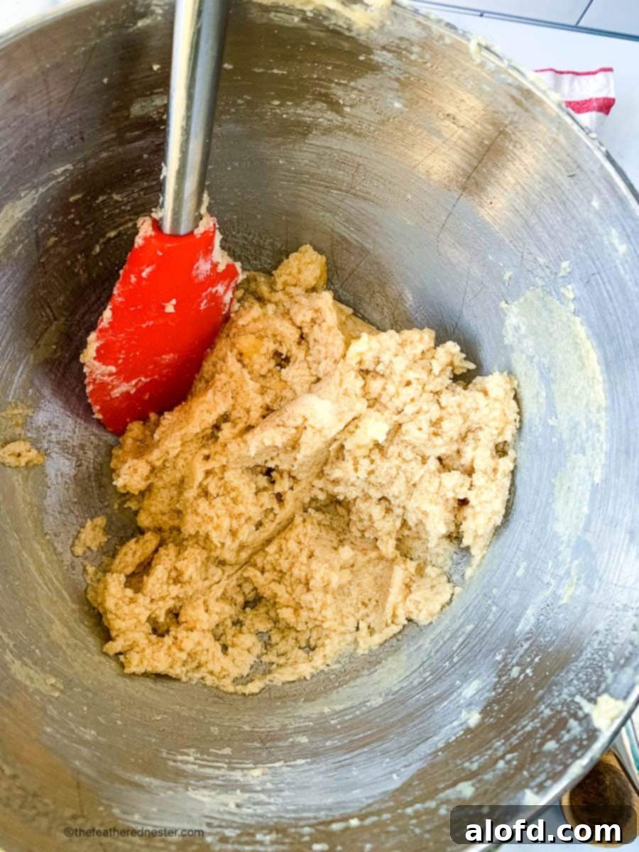 Scrumptious Egg Free Chocolate Chip Cookies 7 Electric mixer in a bowl, actively combining ingredients for egg-free cookie dough, showing the smooth texture being formed.