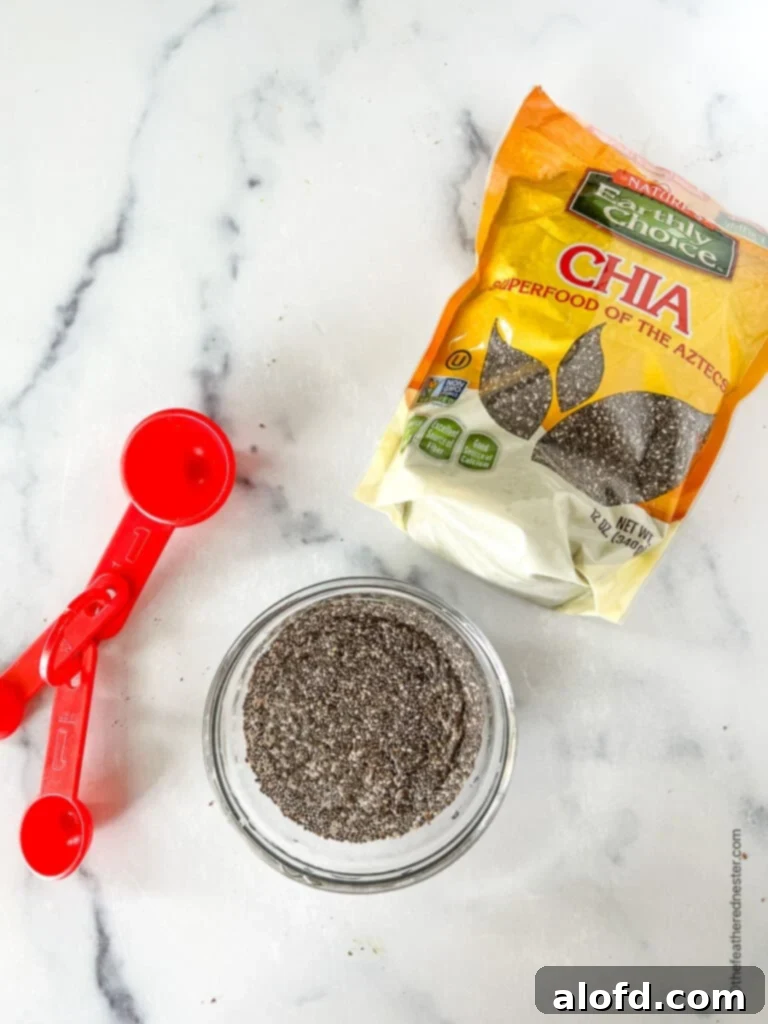 8 Simple Swaps for Egg-Free Cornbread 7 Package of chia seeds with a small bowlful next to it.