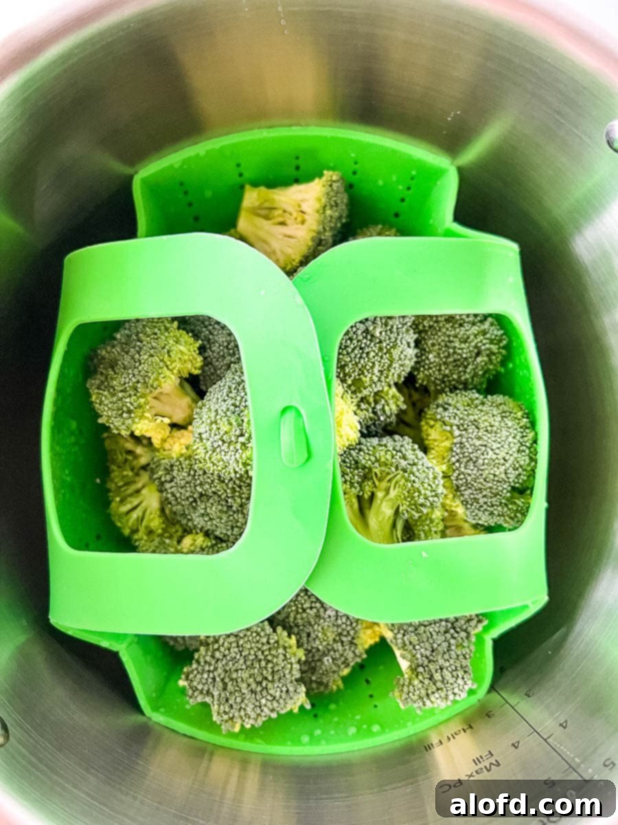 Image showing how to steam vegetables in a pressure cooker.