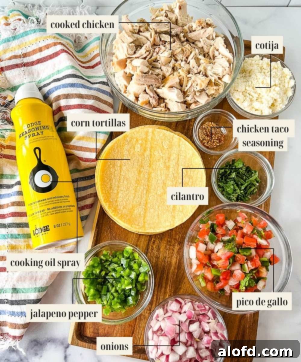 Flavorful Chicken Street Tacos 3 Labeled ingredients image for chicken street tacos.