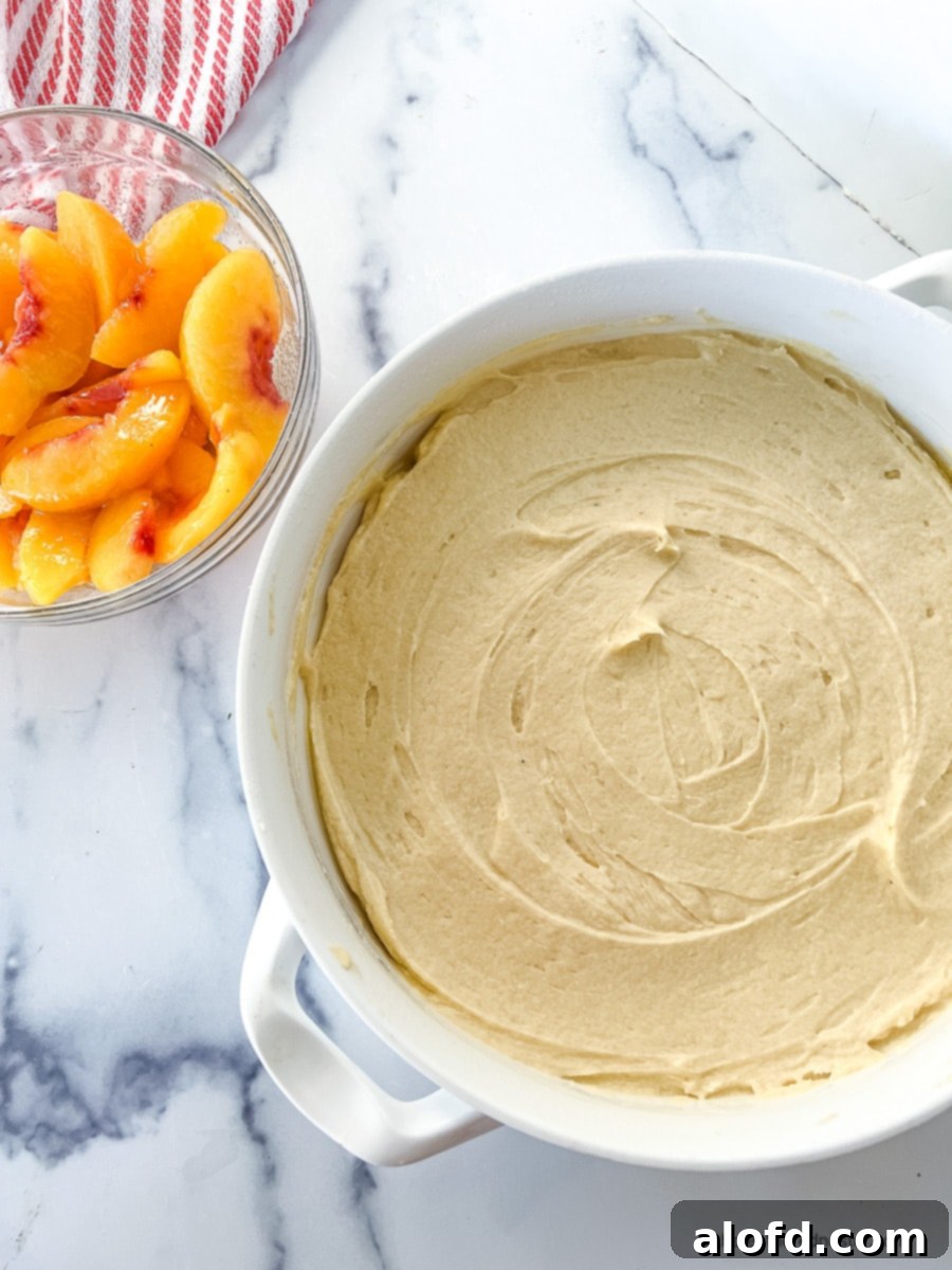 unbaked batter in a round baking dish.