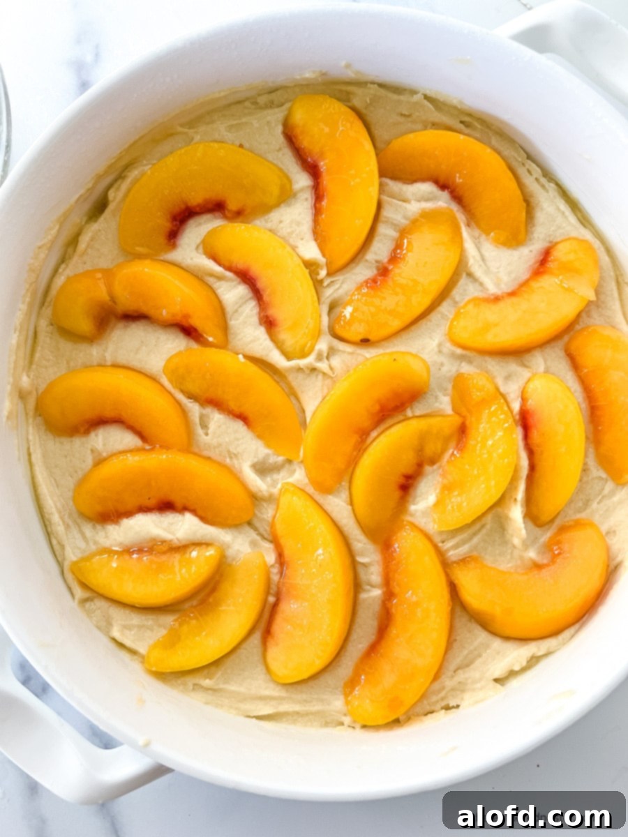 unbaked peach pound cake.