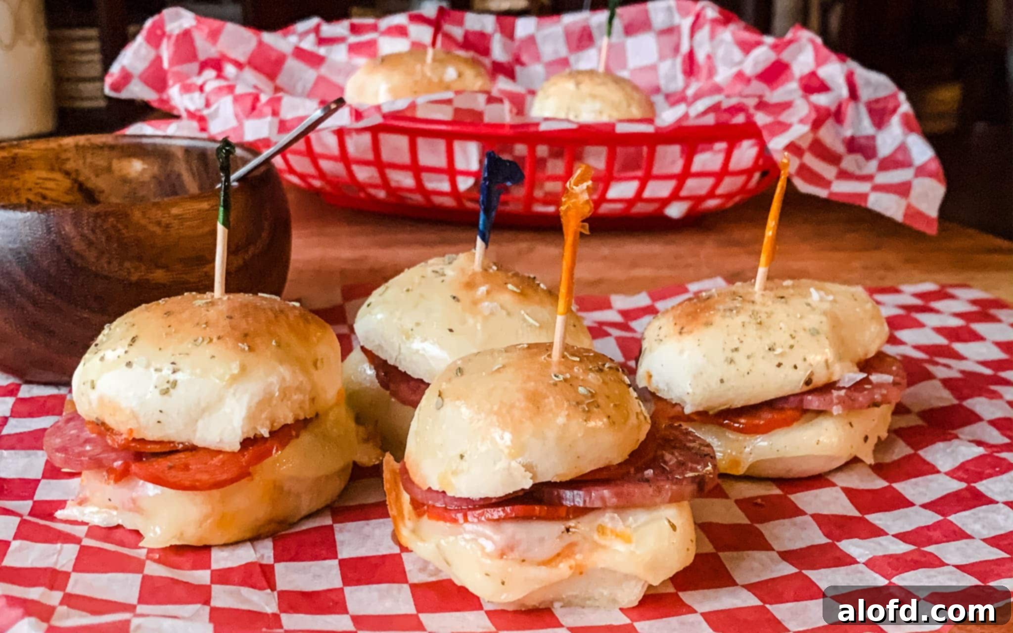 Zesty Italian Slider Bites 12 mini sandwiches made with frozen dough