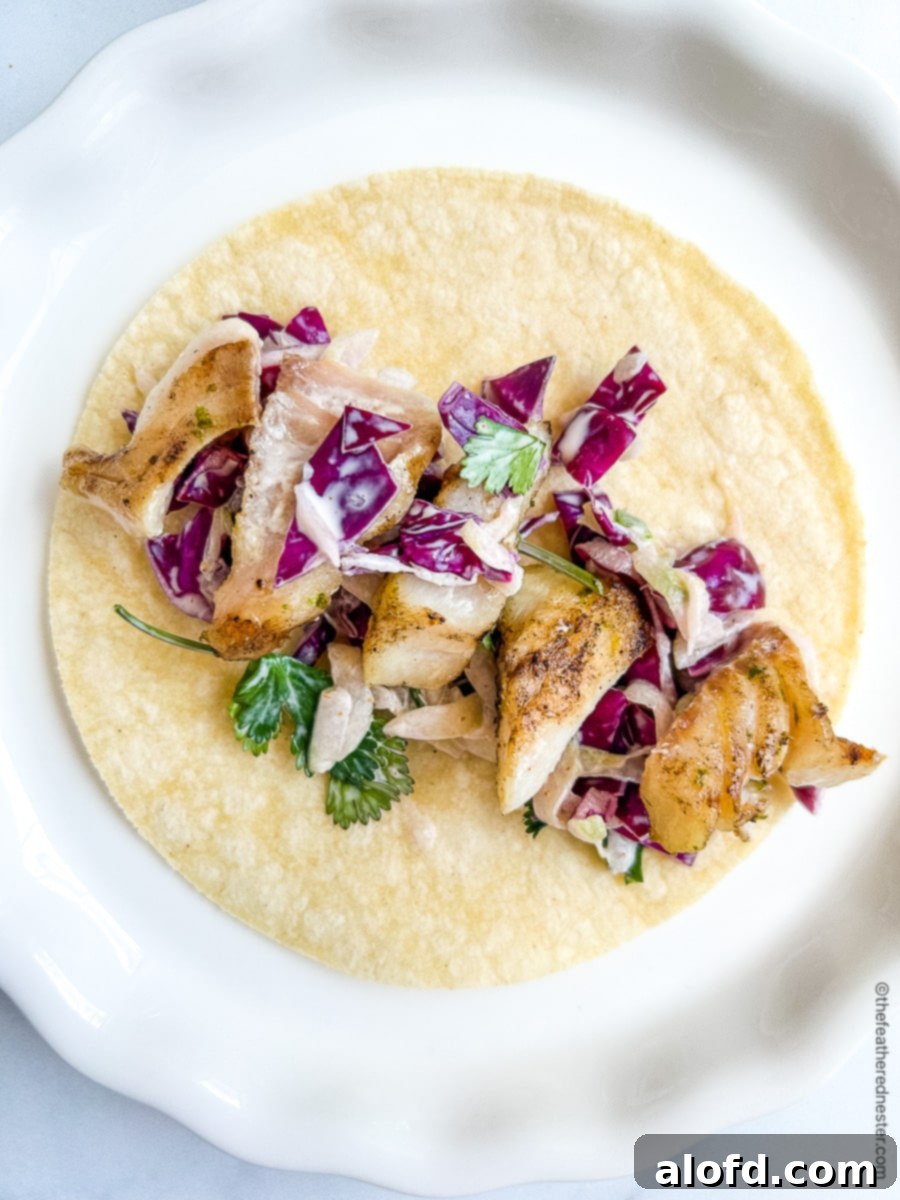 Open faced seafood taco.