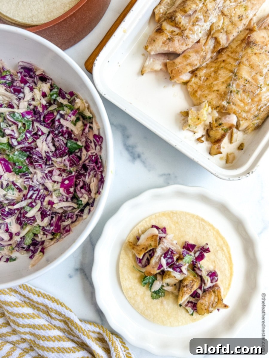 Assembling rockfish tacos.