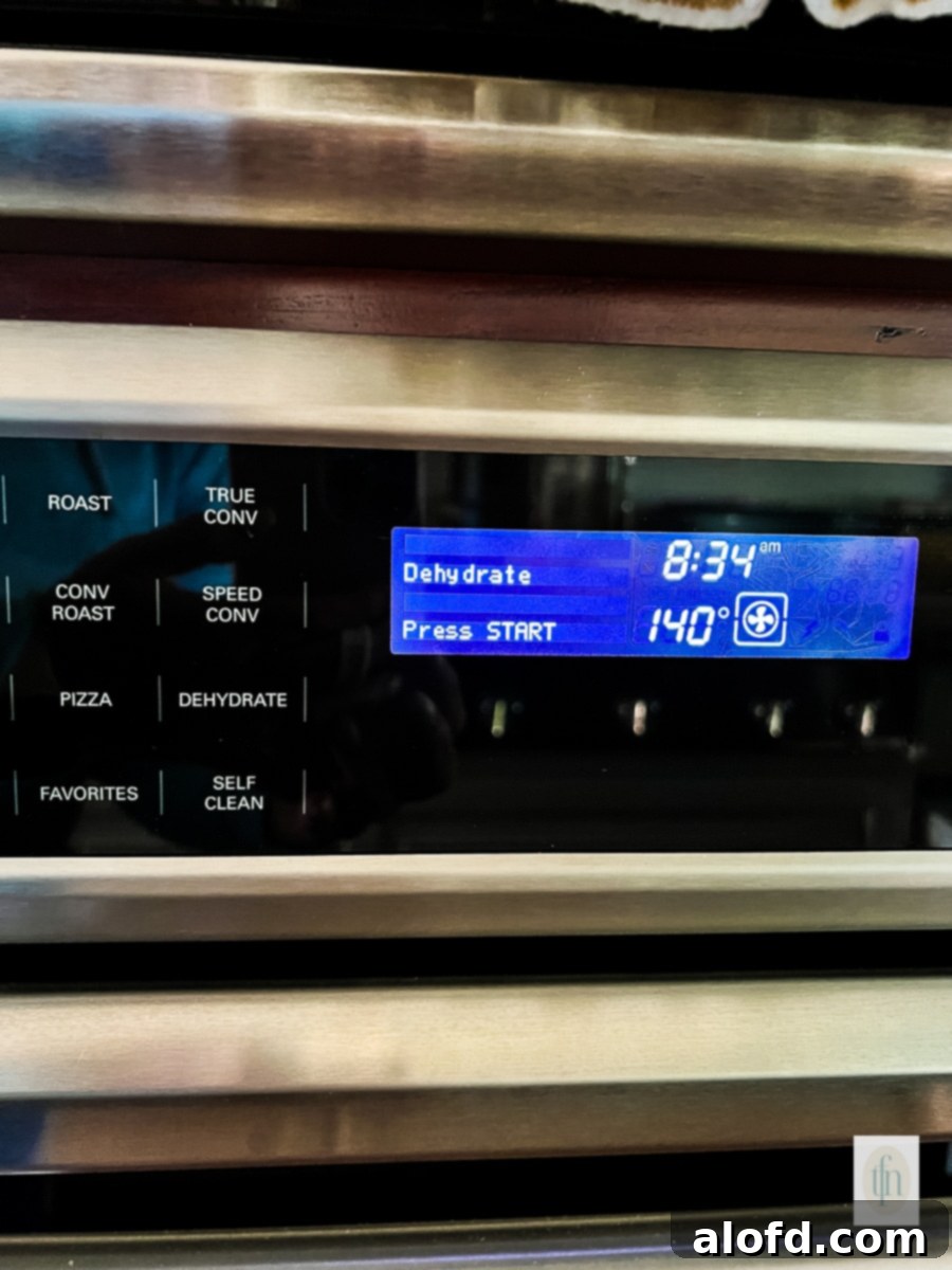 Naturally Dried Strawberries 5 Oven set for 140 degrees Fahrenheit to dehydrate strawberries.