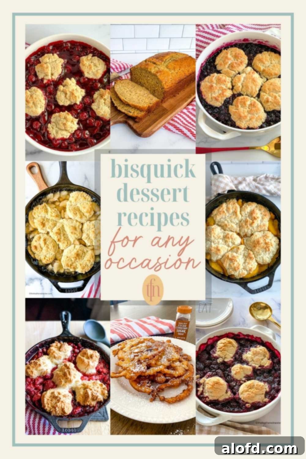 Effortless Bisquick Desserts for Every Event 6 Titled collage of easy desserts made with Bisquick.