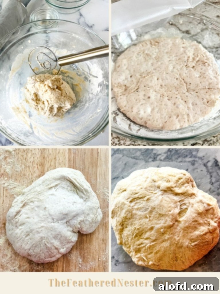 Ultimate Neapolitan Pizza Dough 4 A collage of 4 pizza dough images.