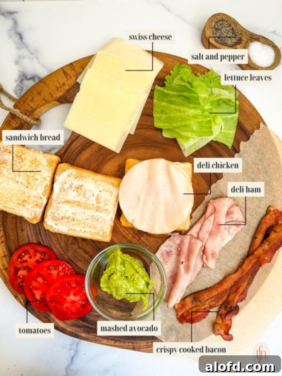 Labeled ingredient image for club sandwich recipe.
