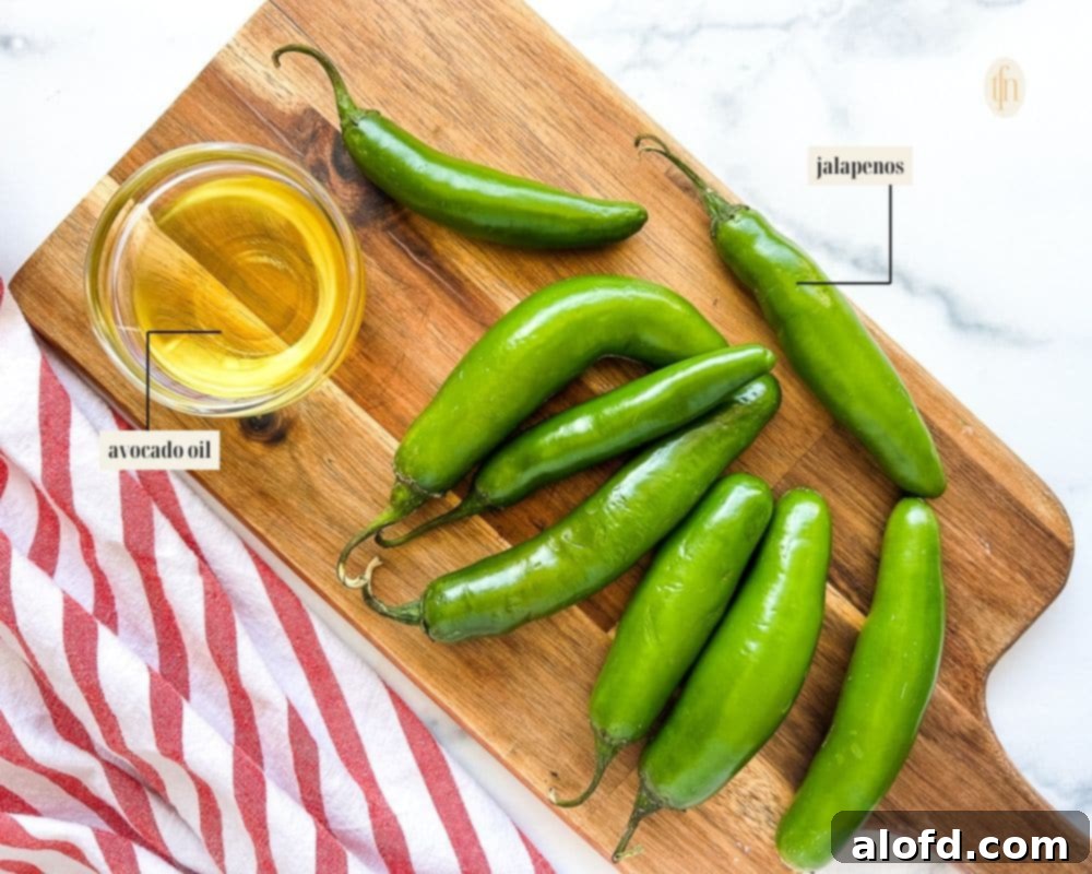 Labeled ingredient image for roasted jalapeno recipe.