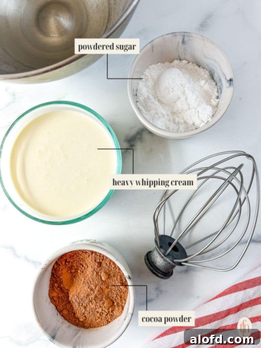 Simple Decadent Chocolate Mousse 5 Labeled ingredient image for chocolate mousse recipe.