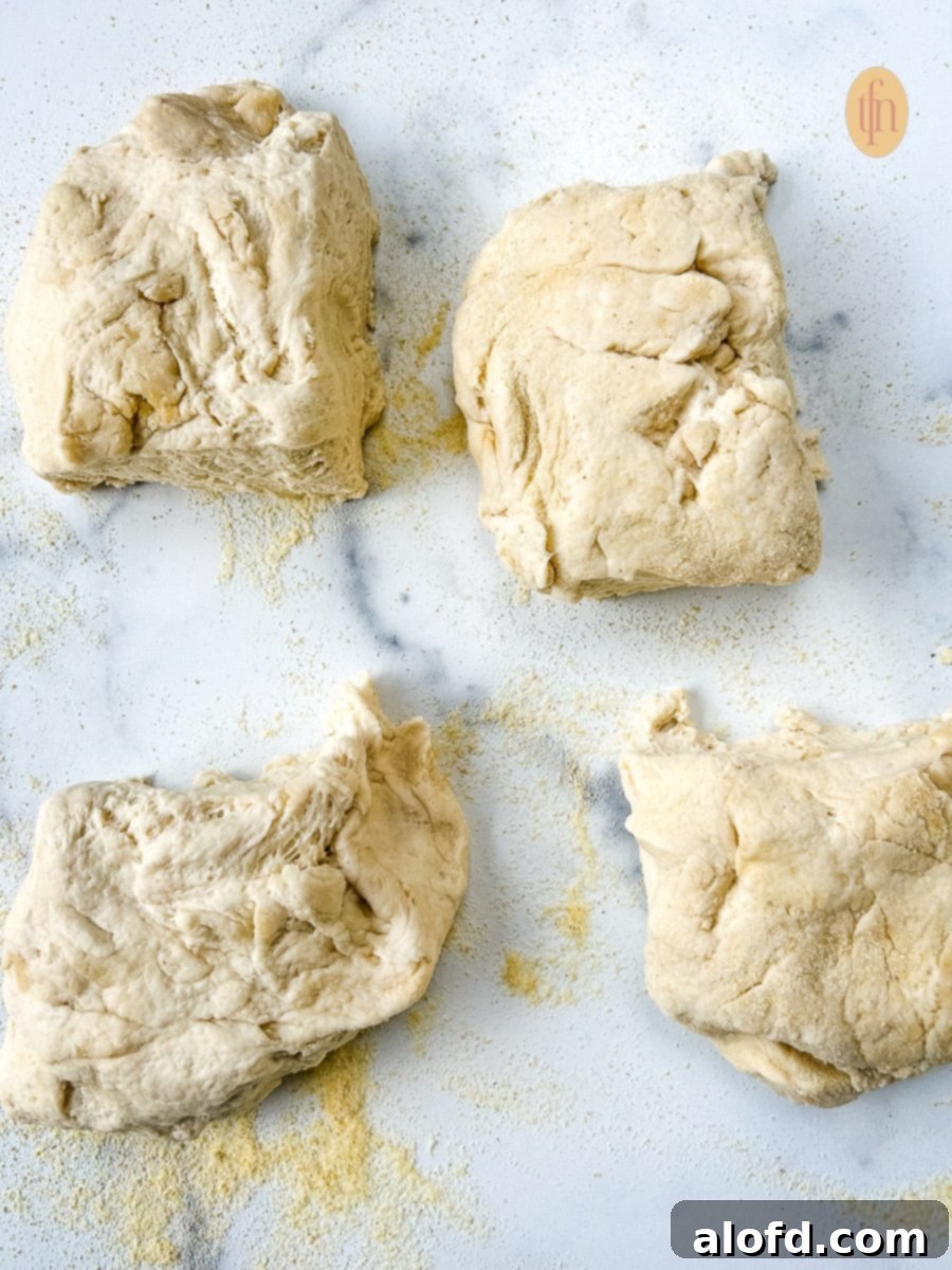 Sourdough pizza crust dough, cut into 4 equal sized pieces.