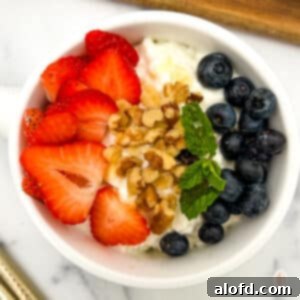 Nourishing Cottage Cheese Creation 12 Cottage cheese and fruit bowl.