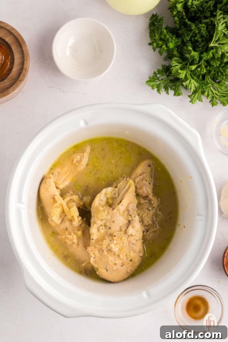 Sweet and Tangy Slow Cooker Honey Mustard Chicken 8 slow cooker chicken breasts.