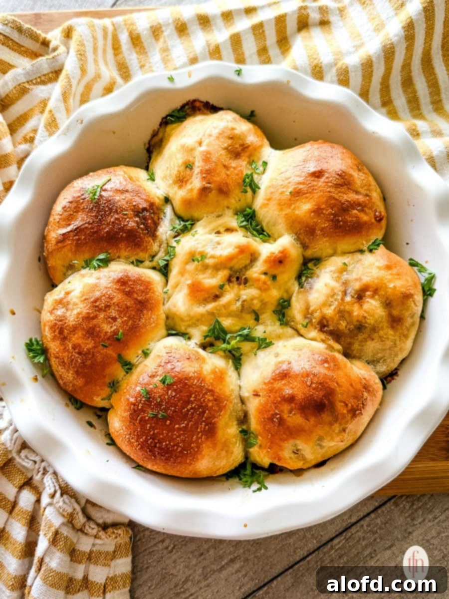 a casserole dish of baked turkey and stuffing piroshki.